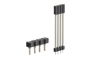 PCT製品 ピンヘッダーFRS-41(T〇) ソケット(丸)2.54mmピッチ ストレート(1列) 接続側φ0.47mmピン/φ0.76mmピン